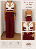 Ensemble pantalon lie-de-vin dos nu – Taille S