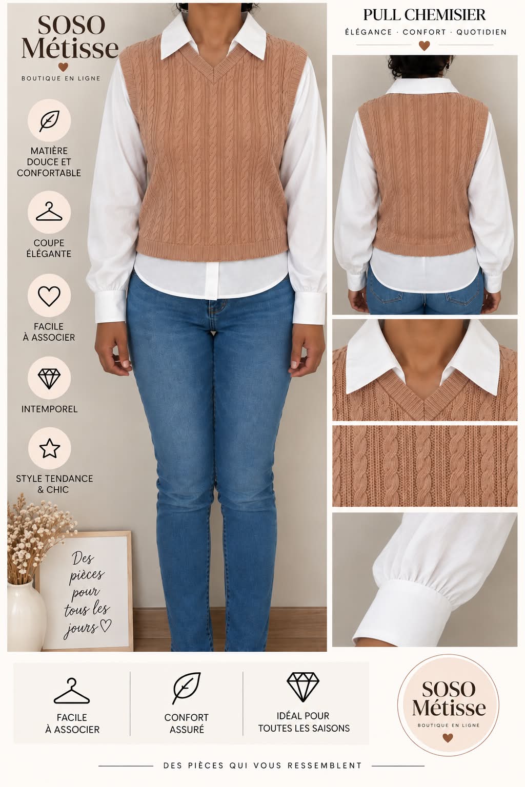 Pull chemiser, taille S