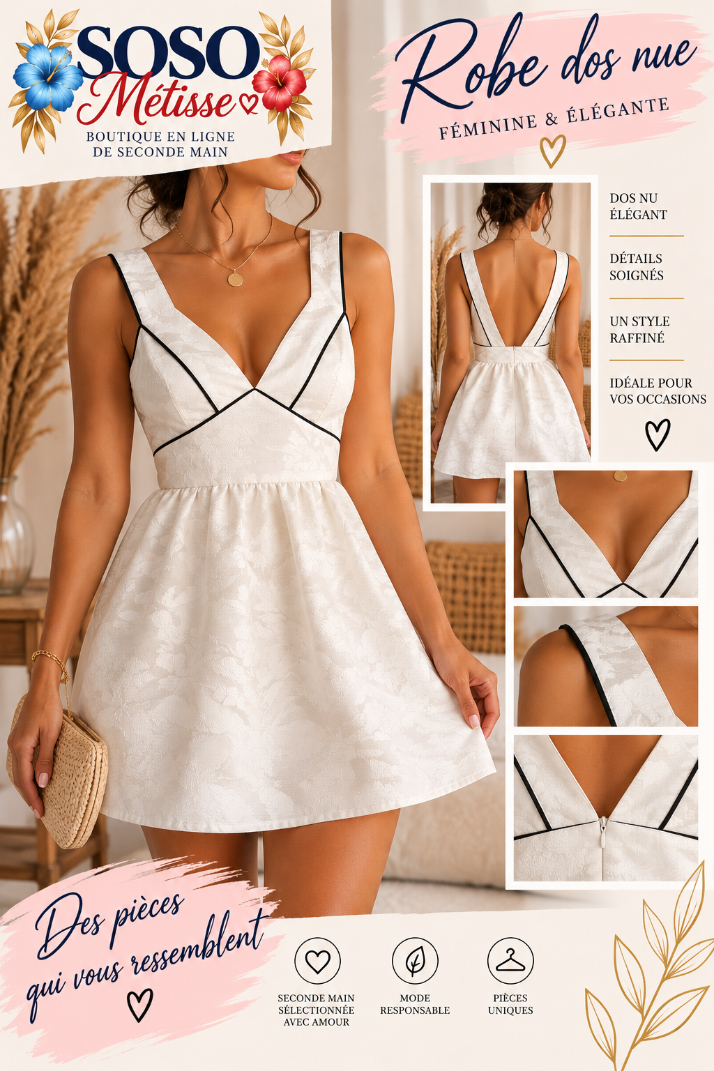 Robe dos nue ballon taille 34
