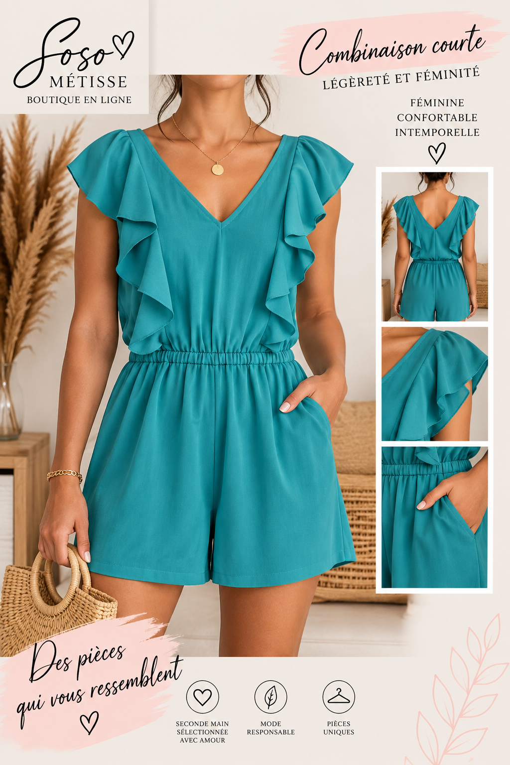 Combinaison short fluide – Taille S