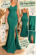 Robe longue de cocktail vert émeraude – Taille S