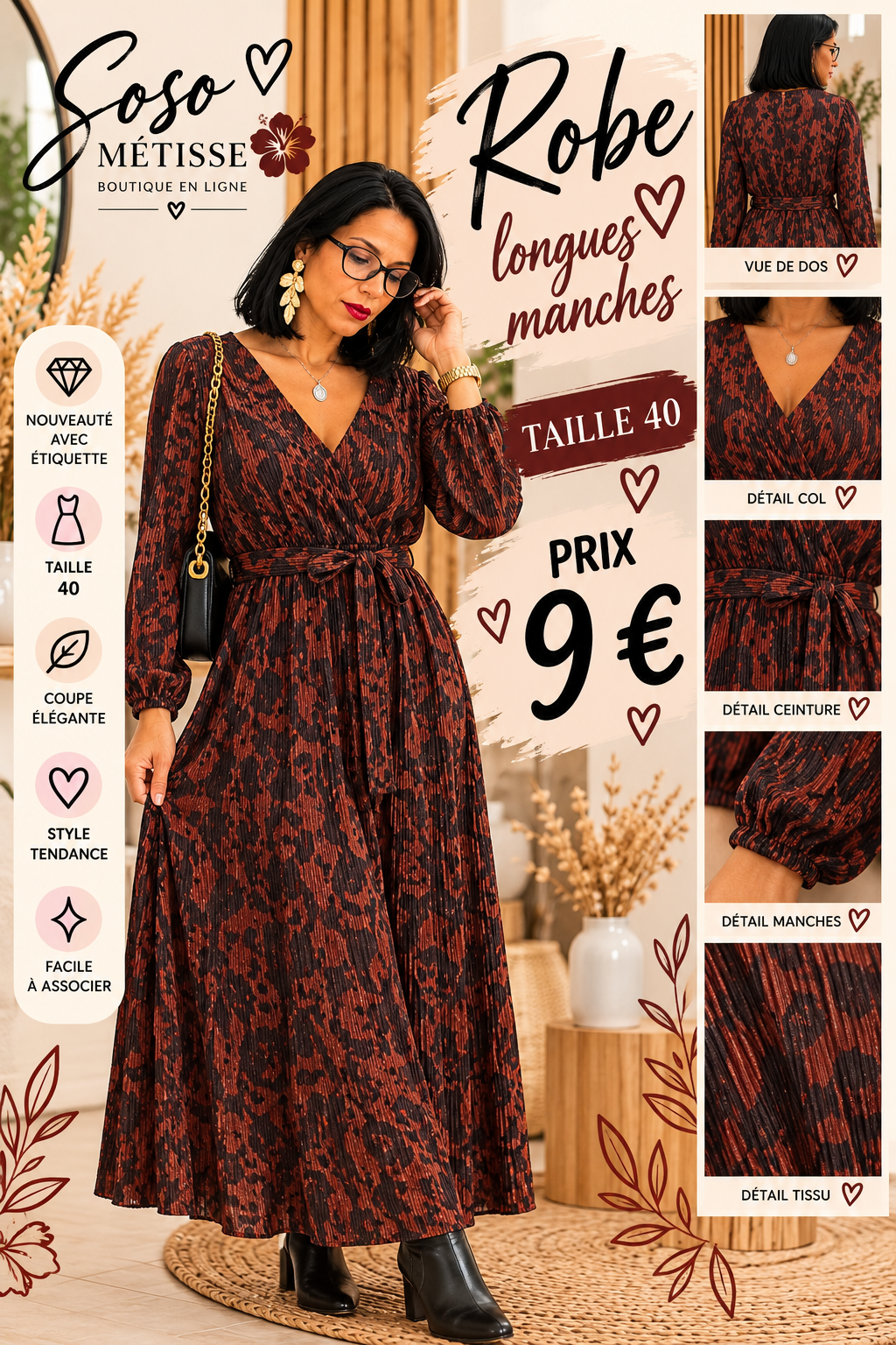 Robe manches longues taille 40
