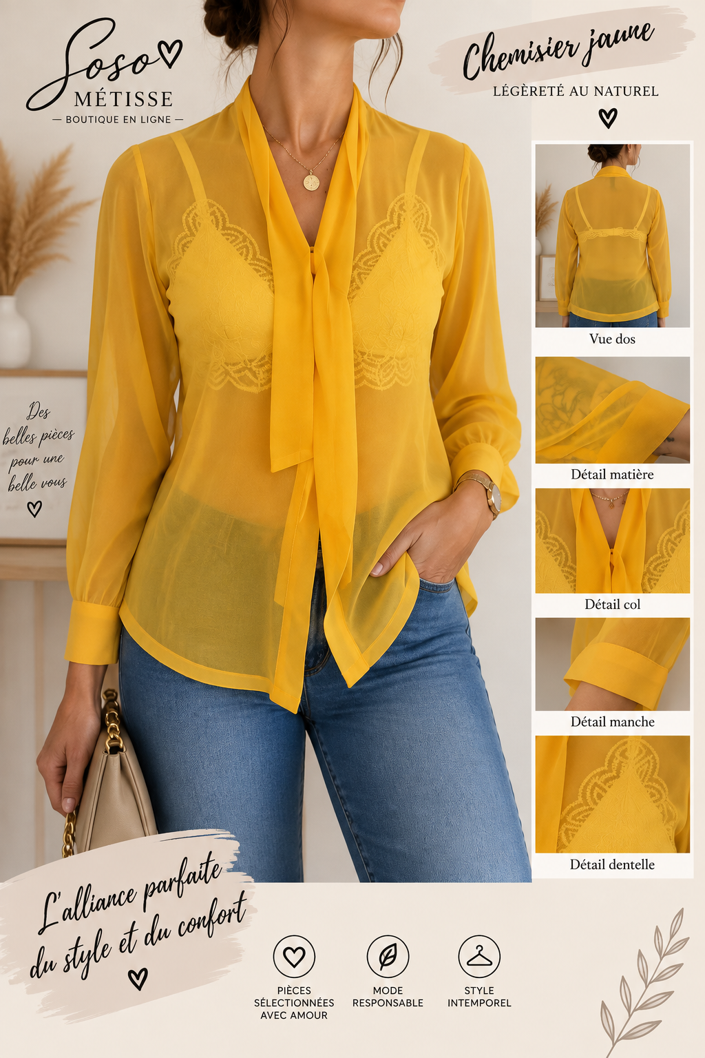 Chemisier jaune – Taille S