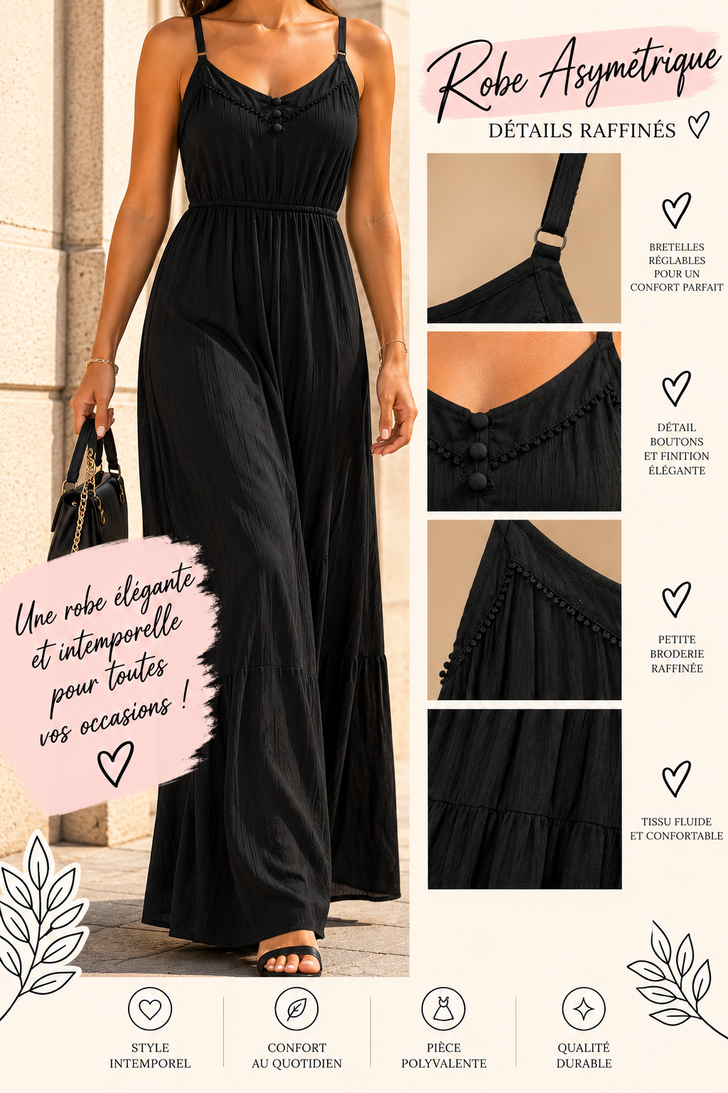 Robe longue noire taille s/m