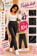 Pantalon slim fit a lacets taille 42