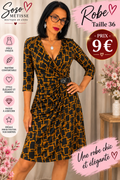 Robe noire à motifs géométriques ocre – Taille 36