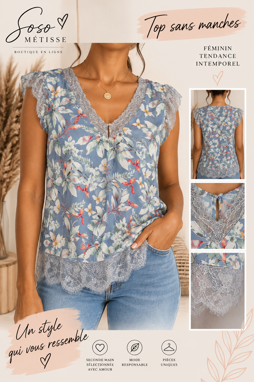 Top sans manches taille 40