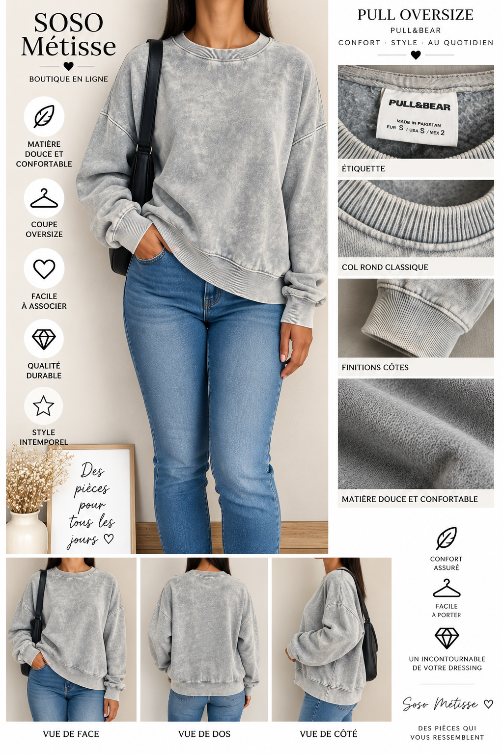 Pull oversize Pull&Bear – taille S
