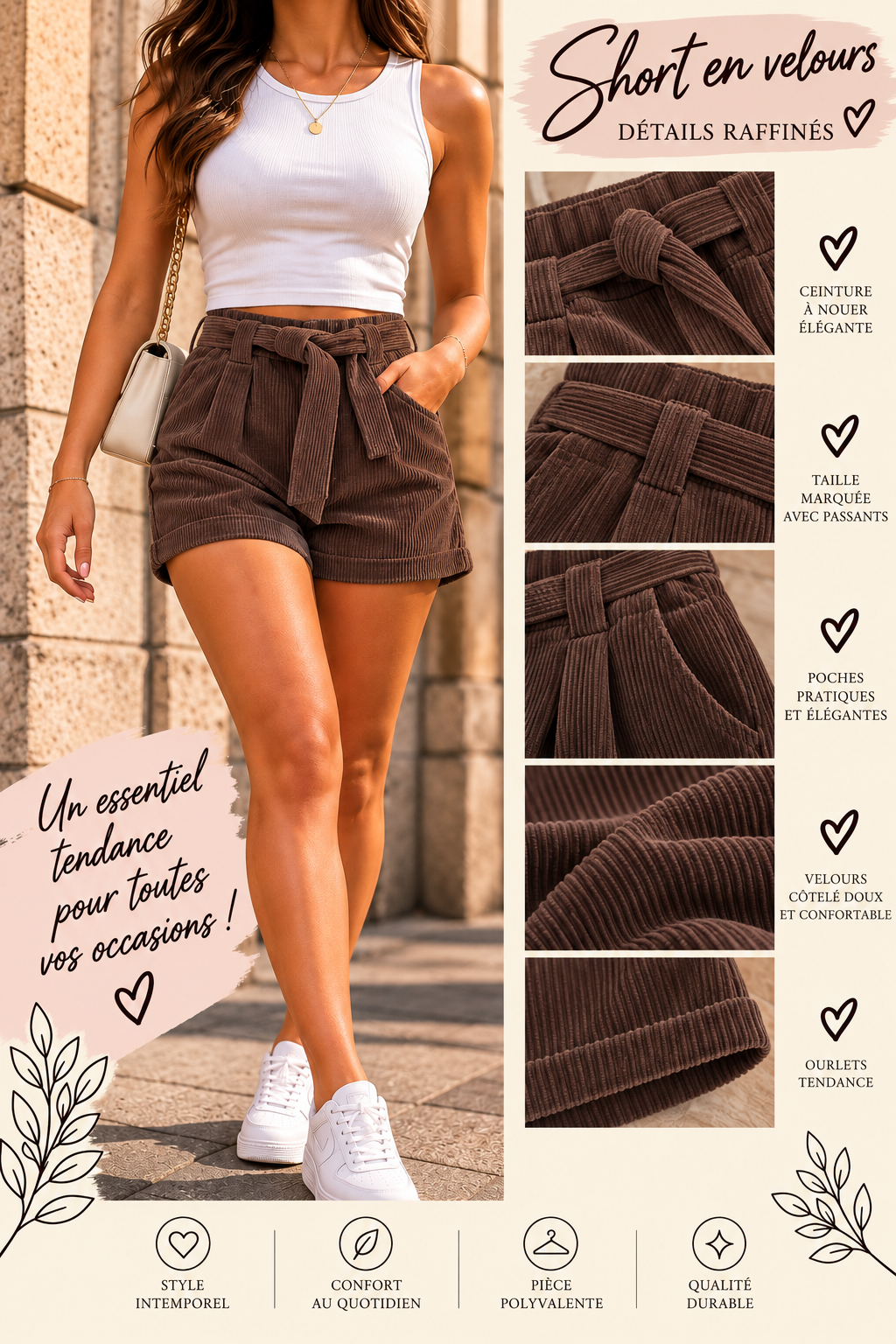 Short en velours taille 36