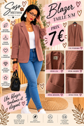 Blazer vieux rose à col à revers et poches plaquées, taille S/M