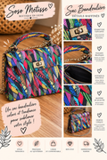 Sac multicolore à motifs géométriques avec poignée assortie et chaîne dorée