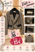 Veste a carreaux taille 36