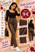 Pantalon marron chocolat en simili cuir, taille 36