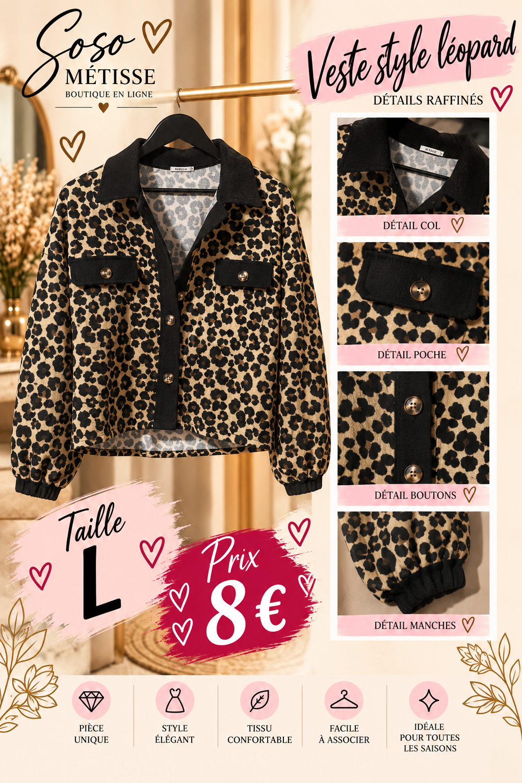 Veste légére léopard taille L